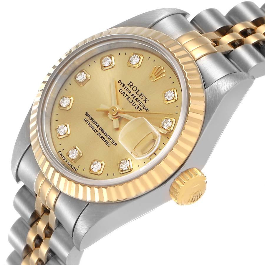 Rolex Datejust 26 Steel Yellow Gold Champagne Diamond Dial Ladies Watch 69173