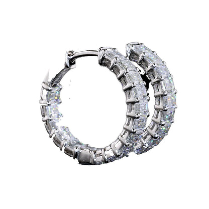 14K White Gold Emerald Huggies – ER24232