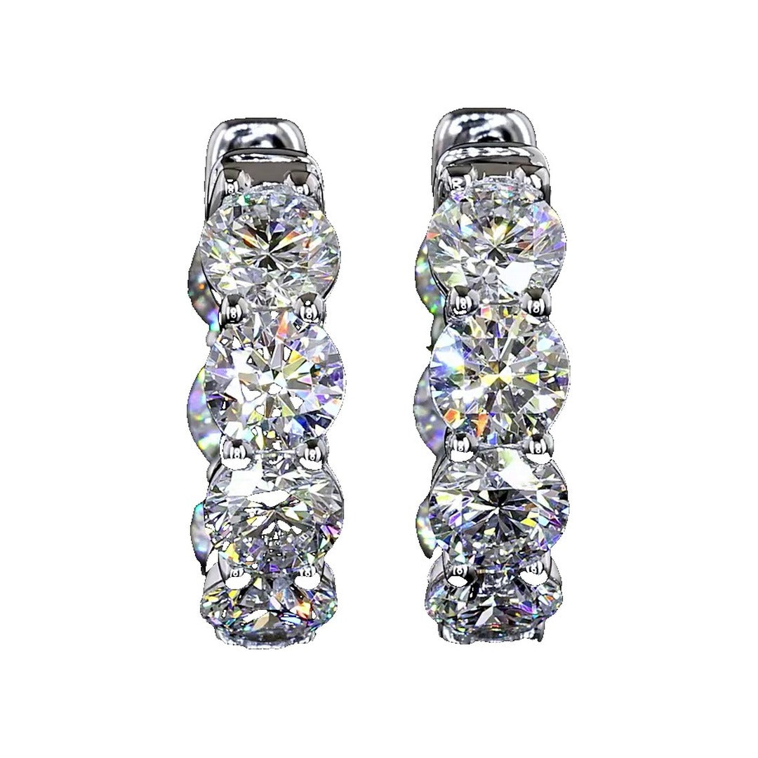 14K White Gold Round Huggies – ER23455